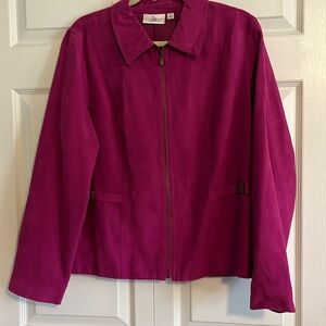 Fuchsia colored jacket.
